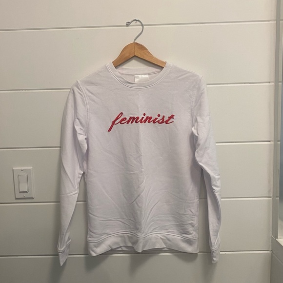 White and Red Feminist Sweatshirt - Size XS - Picture 2 of 7
